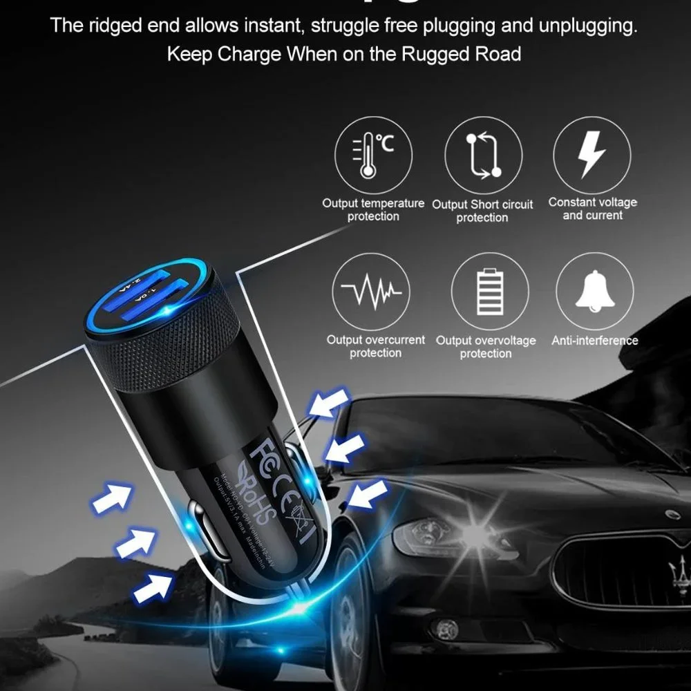 [5pcs] Car Charger Adapter, AILKIN USB Multi Port Fast Charging Plug